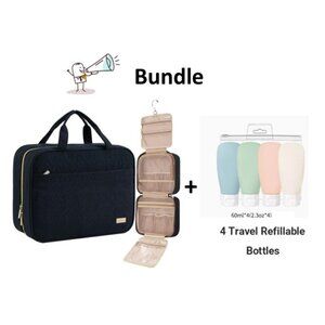 New! Travel Toiletry Bag + 4 Travel Refillable Bottles